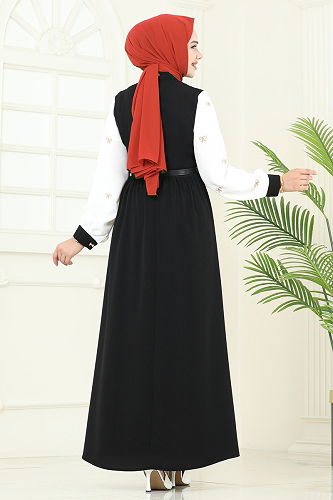 moda selvim الفستان أسود 286ASN888 - Thumbnail