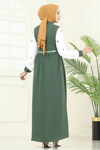 moda selvim Dress 286ASN888 Khaki - Thumbnail