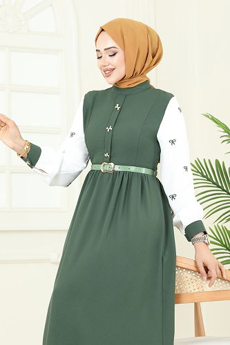 moda selvim Dress 286ASN888 Khaki - Thumbnail