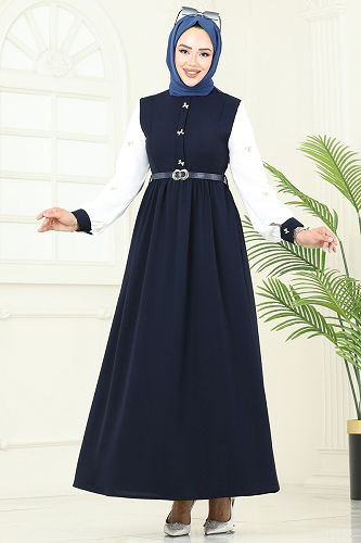 moda selvim Dress 286ASN888 Navy Blue - Thumbnail