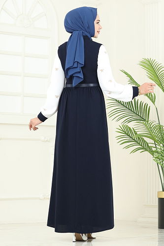 moda selvim الفستان كحلي 286ASN888 - Thumbnail