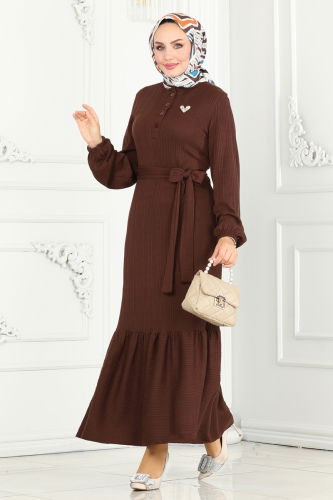 moda selvim Dress 286DVL817 Brown - Thumbnail