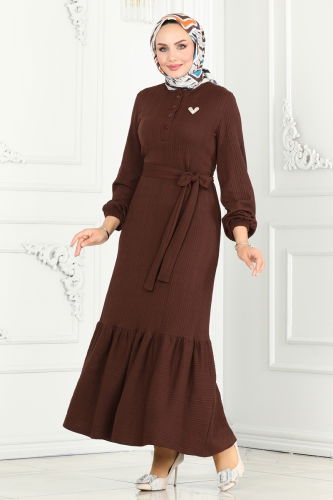 moda selvim Dress 286DVL817 Brown - Thumbnail