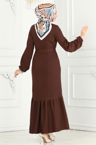 moda selvim Dress 286DVL817 Brown - Thumbnail