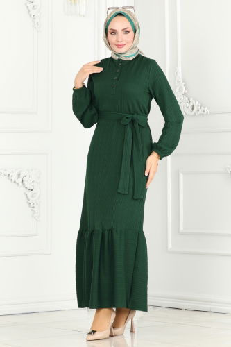 moda selvim Dress 286DVL817 Emerald - Thumbnail