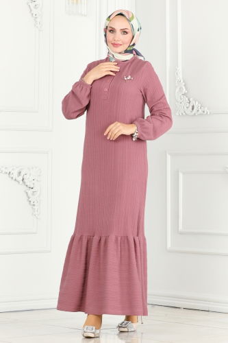 moda selvim Dress 286DVL817 Rose Dried - Thumbnail