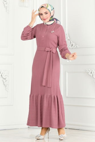 moda selvim Dress 286DVL817 Rose Dried - Thumbnail