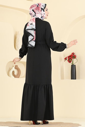 moda selvim الفستان أسود 2870SLK540 - Thumbnail