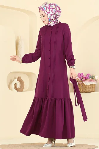 moda selvim Dress 2870SLK540 Damson - Thumbnail