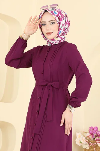 moda selvim Dress 2870SLK540 Damson - Thumbnail