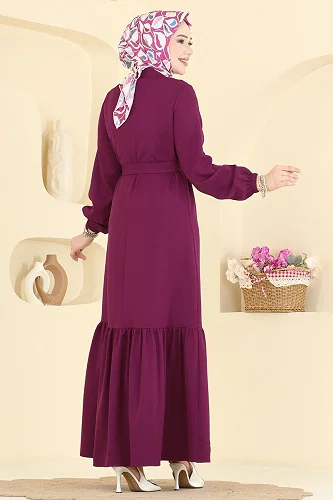 moda selvim Dress 2870SLK540 Damson - Thumbnail