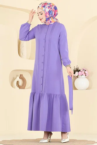 moda selvim Dress 2870SLK540 Lilac - Thumbnail