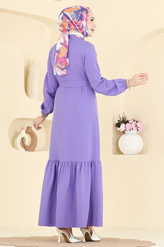 moda selvim Dress 2870SLK540 Lilac - Thumbnail