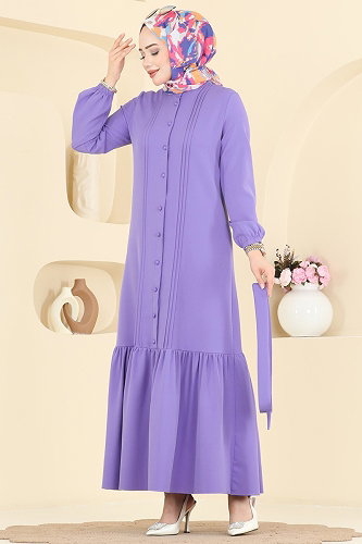 moda selvim الفستان ليلكي 2870SLK540 - Thumbnail