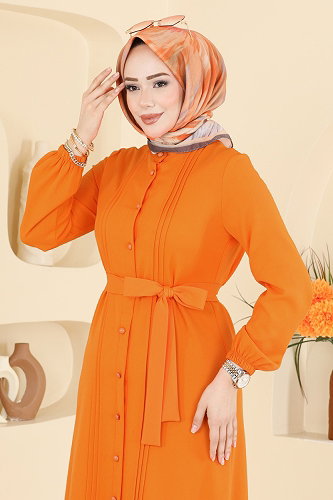 moda selvim Dress 2870SLK540 Oranj - Thumbnail