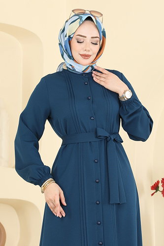 moda selvim Dress 2870SLK540 Petroleum - Thumbnail