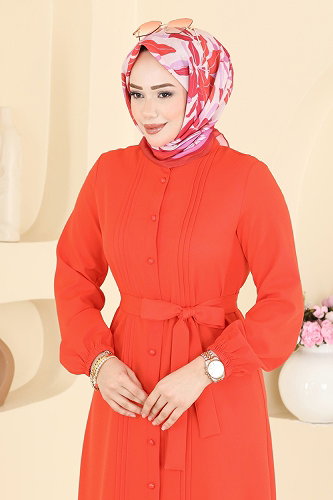 moda selvim Dress 2870SLK540 Pomegranate Blossom - Thumbnail
