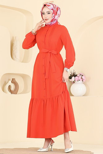 moda selvim Dress 2870SLK540 Pomegranate Blossom - Thumbnail