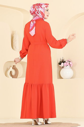 moda selvim Dress 2870SLK540 Pomegranate Blossom - Thumbnail