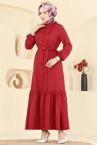 moda selvim الفستان احمر 2870SLK540 - Thumbnail