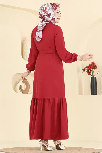 moda selvim الفستان احمر 2870SLK540 - Thumbnail