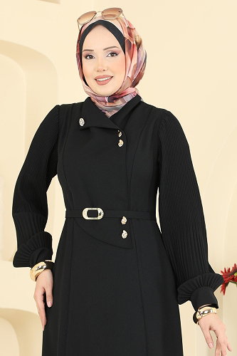 moda selvim الفستان أسود 2873SLK540 - Thumbnail