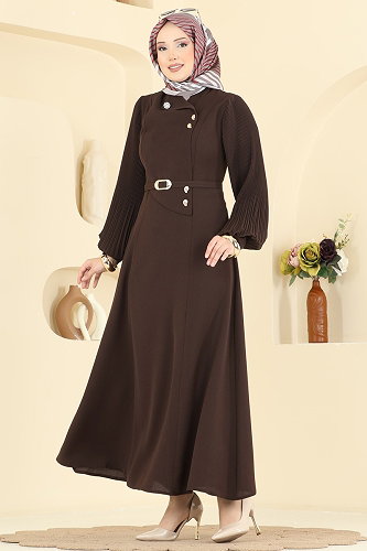 moda selvim Dress 2873SLK540 Brown - Thumbnail