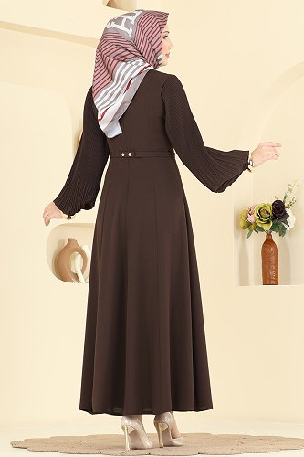 moda selvim الفستان بني 2873SLK540 - Thumbnail