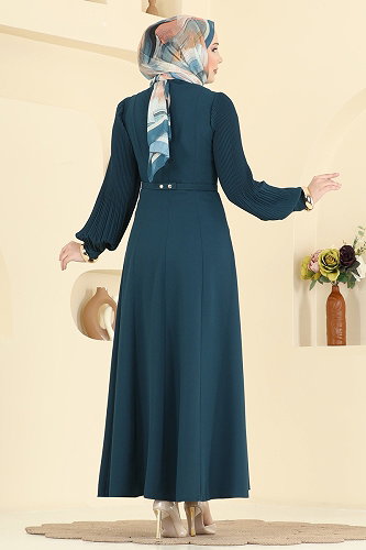 moda selvim الفستان بترولي 2873SLK540 - Thumbnail