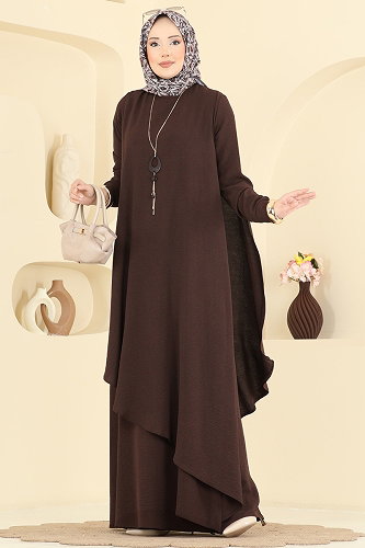 moda selvim Dress 2884SLK540 Bitter Brown - Thumbnail