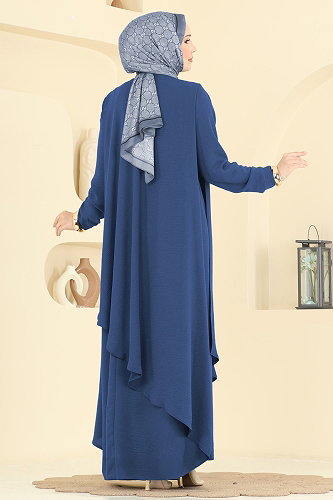 moda selvim الفستان ازرق 2884SLK540 - Thumbnail