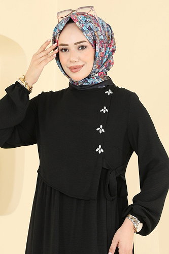 moda selvim Dress 2885SLK540 Black - Thumbnail