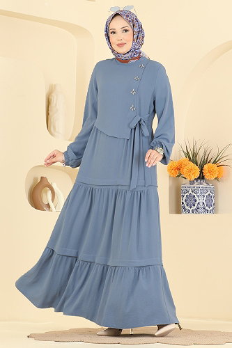 moda selvim Dress 2885SLK540 Blue - Thumbnail