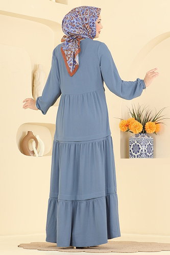 moda selvim Dress 2885SLK540 Blue - Thumbnail