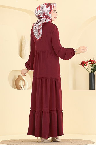 moda selvim الفستان خمري 2885SLK540 - Thumbnail
