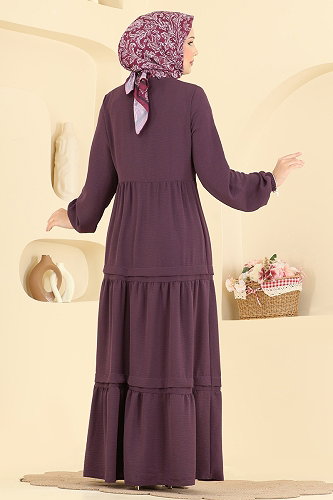 moda selvim الفستان ليلكي غامق 2885SLK540 - Thumbnail