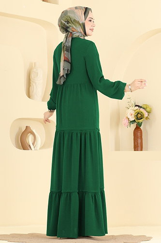 moda selvim Dress 2885SLK540 Emerald - Thumbnail