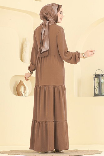 moda selvim Dress 2885SLK540 Latte - Thumbnail