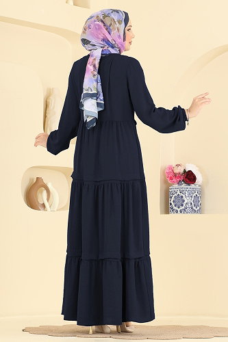 moda selvim الفستان كحلي 2885SLK540 - Thumbnail