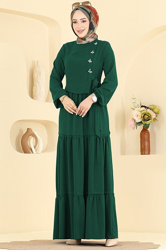 moda selvim Dress 2885SLK540 Petroleum - Thumbnail
