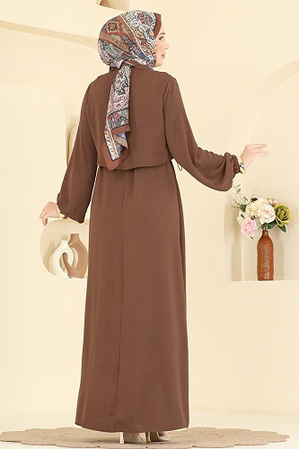 moda selvim Dress 2889SL432 Brown - Thumbnail