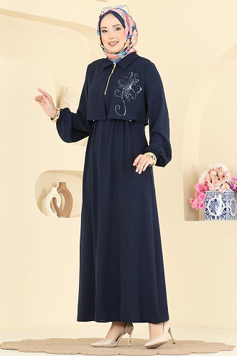 moda selvim الفستان كحلي 2889SL432 - Thumbnail