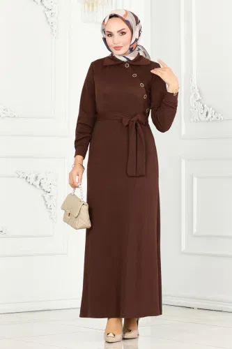 moda selvim Dress 288DVL817 Brown - Thumbnail