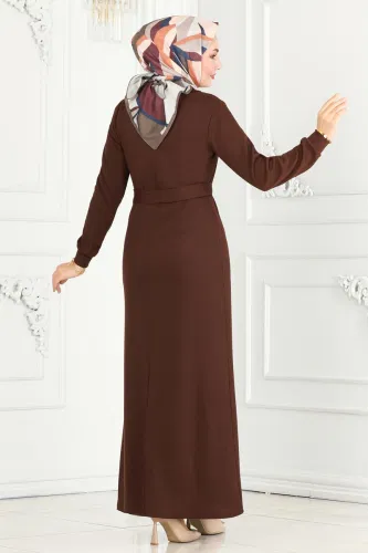 moda selvim Dress 288DVL817 Brown - Thumbnail