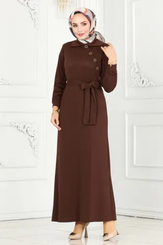 moda selvim Dress 288DVL817 Brown - Thumbnail