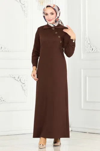 moda selvim Dress 288DVL817 Brown - Thumbnail