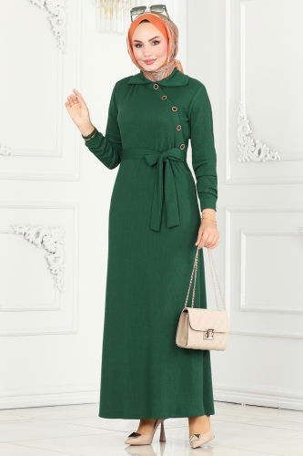 moda selvim Dress 288DVL817 Emerald - Thumbnail