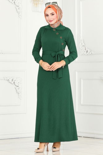 moda selvim Dress 288DVL817 Emerald - Thumbnail