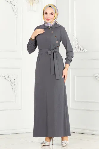 moda selvim Dress 288DVL817 Gray - Thumbnail