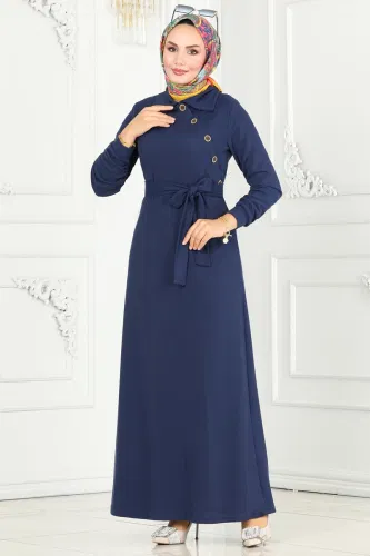 moda selvim Dress 288DVL817 Navy Blue - Thumbnail